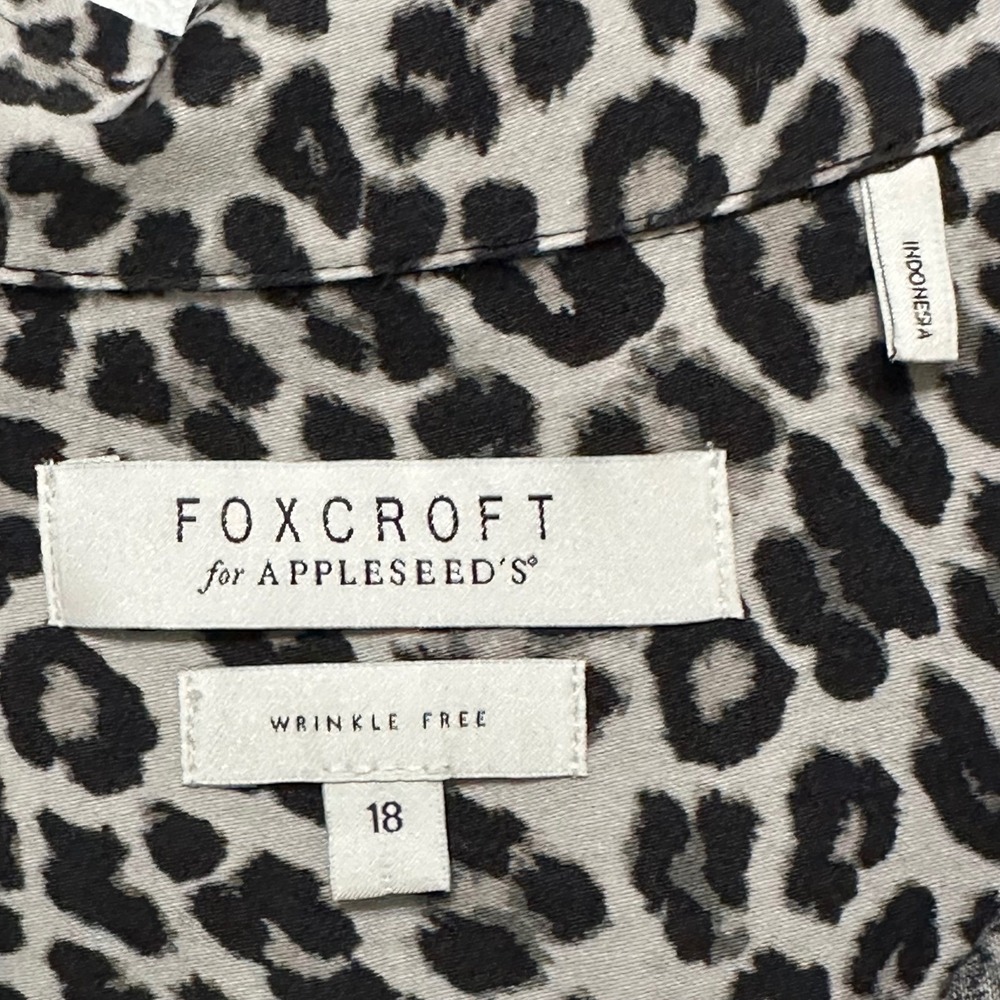 Foxcroft‎ Appleseed's Wrinkle Free Leopard Print Button Up Long Sleeve Shirt 18 - Picture 3 of 6